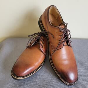 NWOT Asher Green Men's 8M Leather Lace Up Oxford Shoes Almond Toe Brown